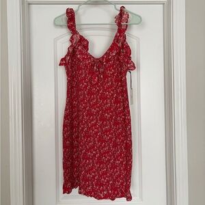 Japna Red Smocked Floral Dress NWT